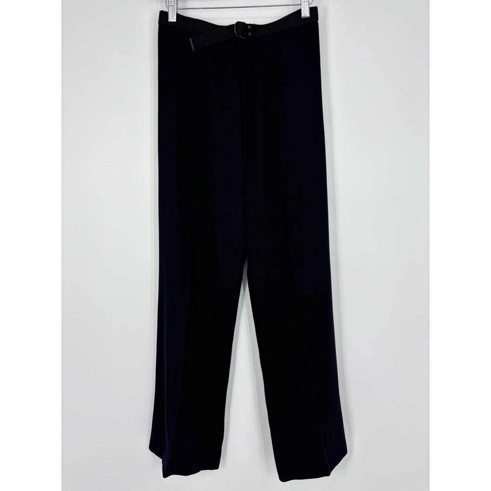 VTG Jean Paul Gaultier Belted Wide Leg Trousers Womens 6 Black Wool Blend Femme